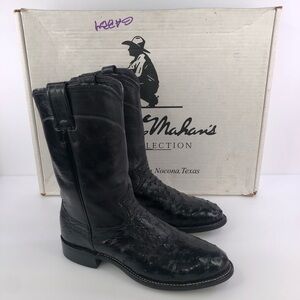 Larry Mahan Womens Exotic Black Full Quill Ostrich Leather Vintage Boots 6B
